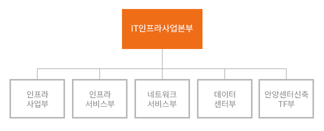 IT인프라사업본부(인프라사업부,인프라서비스부,네트워크서비스부,데이터센터부,안양센터신축TF)