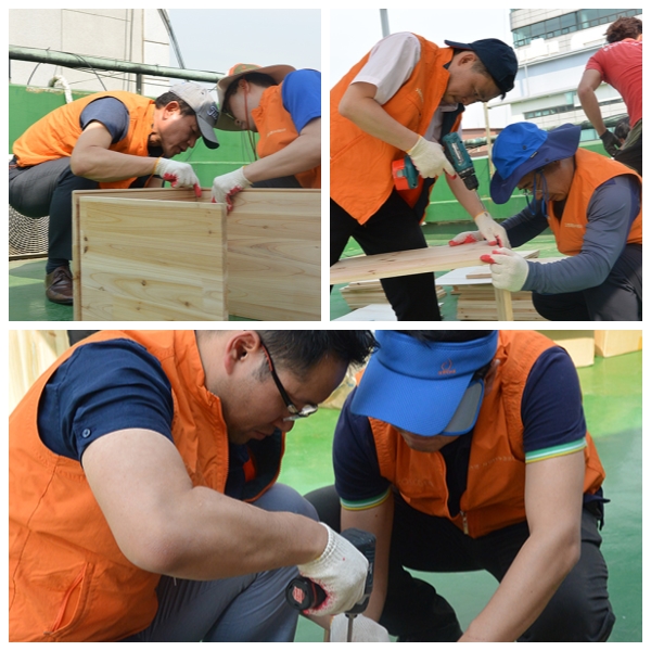 DIY(가구 제작) 봉사활동 작업모습