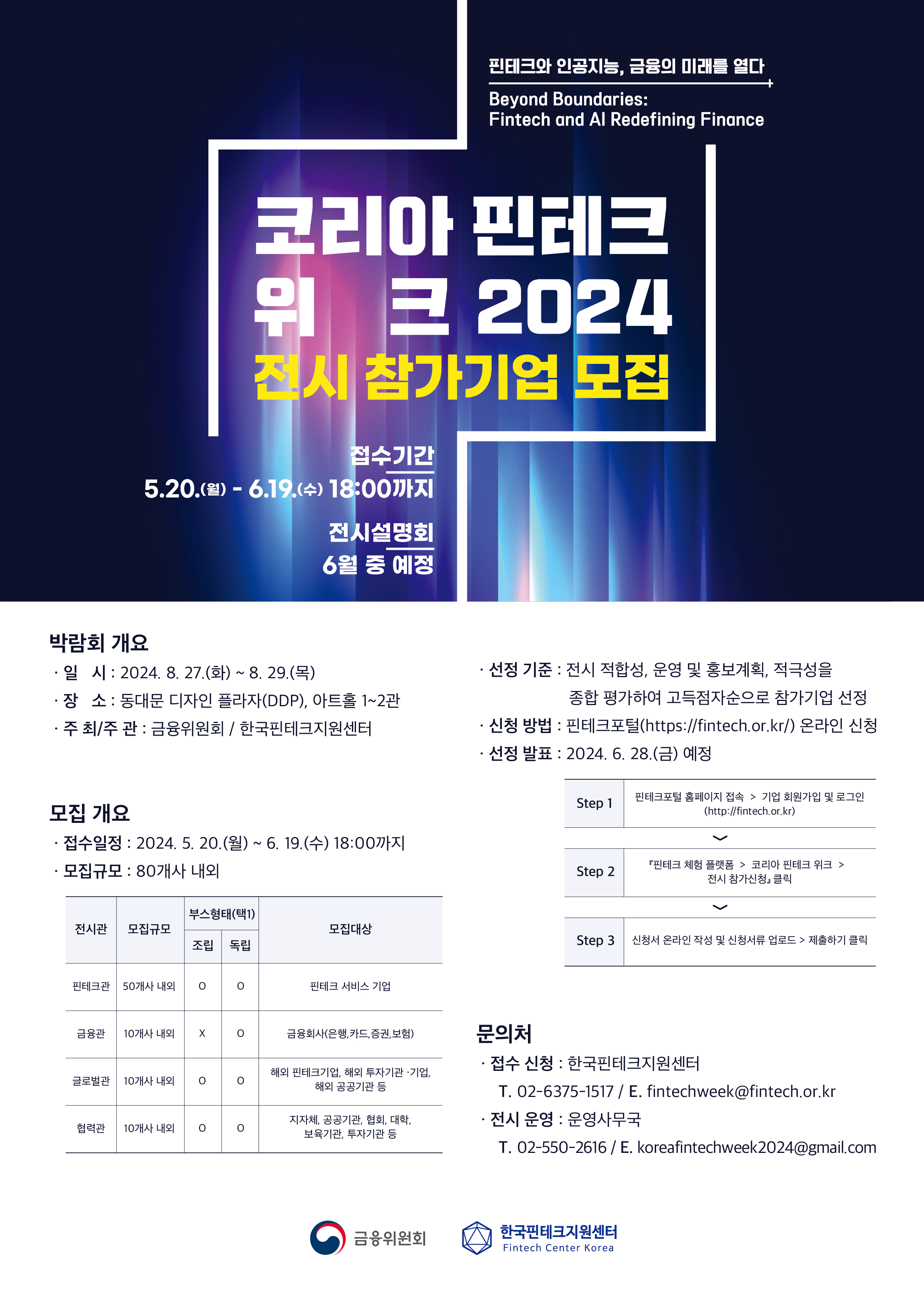 코리아핀테크위크 2024 전시 참가기업모집 포스터