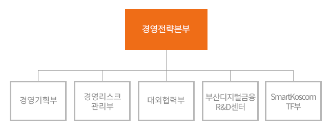 경영전략본부(경영기획부, 경영리스크관리부, 대외협력부, 부산센터실)