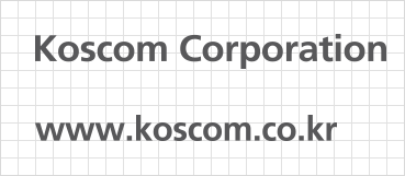 격자무늬 배경의 Koscom Corporation www.koscom.co.kr